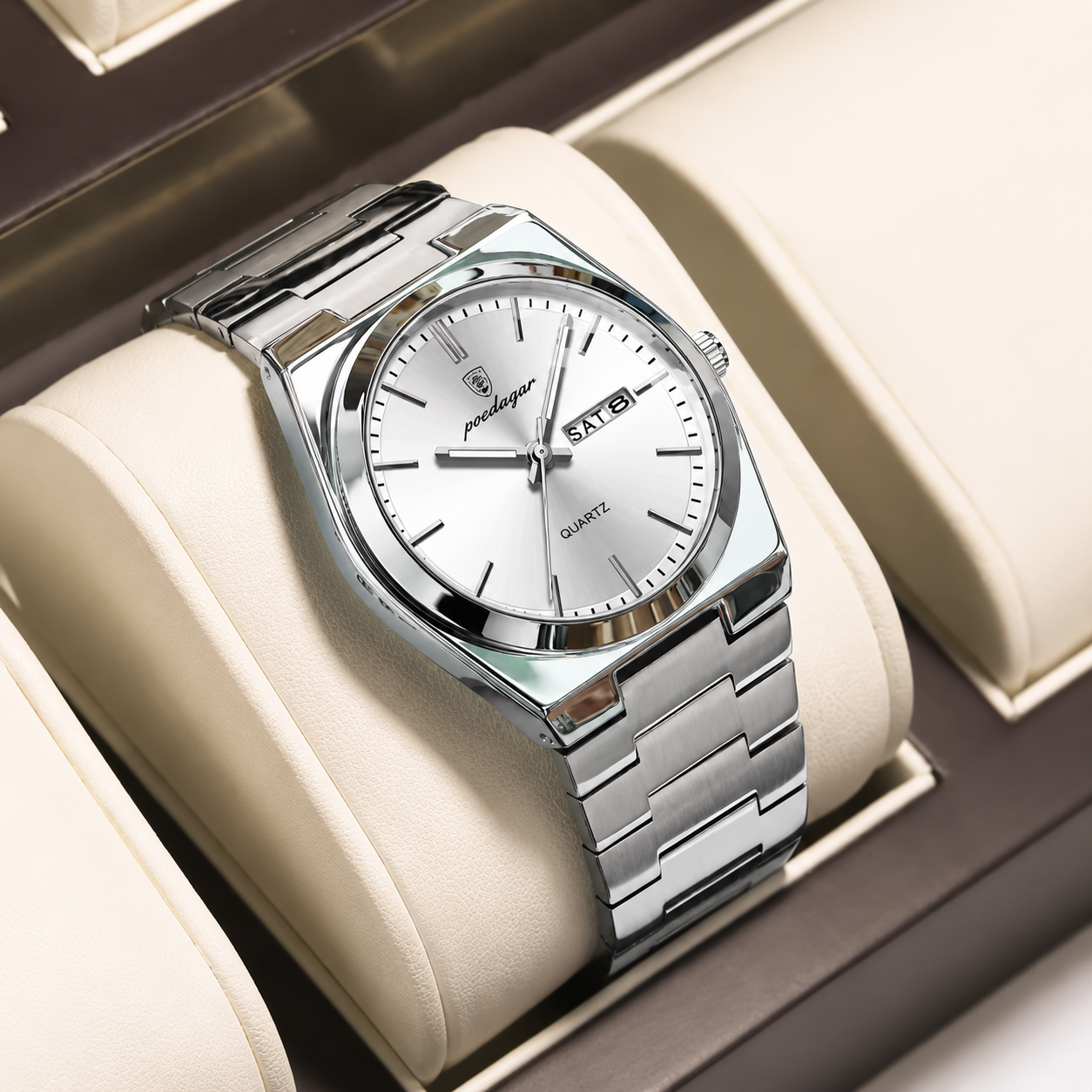 Luxury Men's Watches Waterproof Luminous Date Week Men Watch Stainless Steel Casual Fashion Quartz Man Wristwatch Reloj