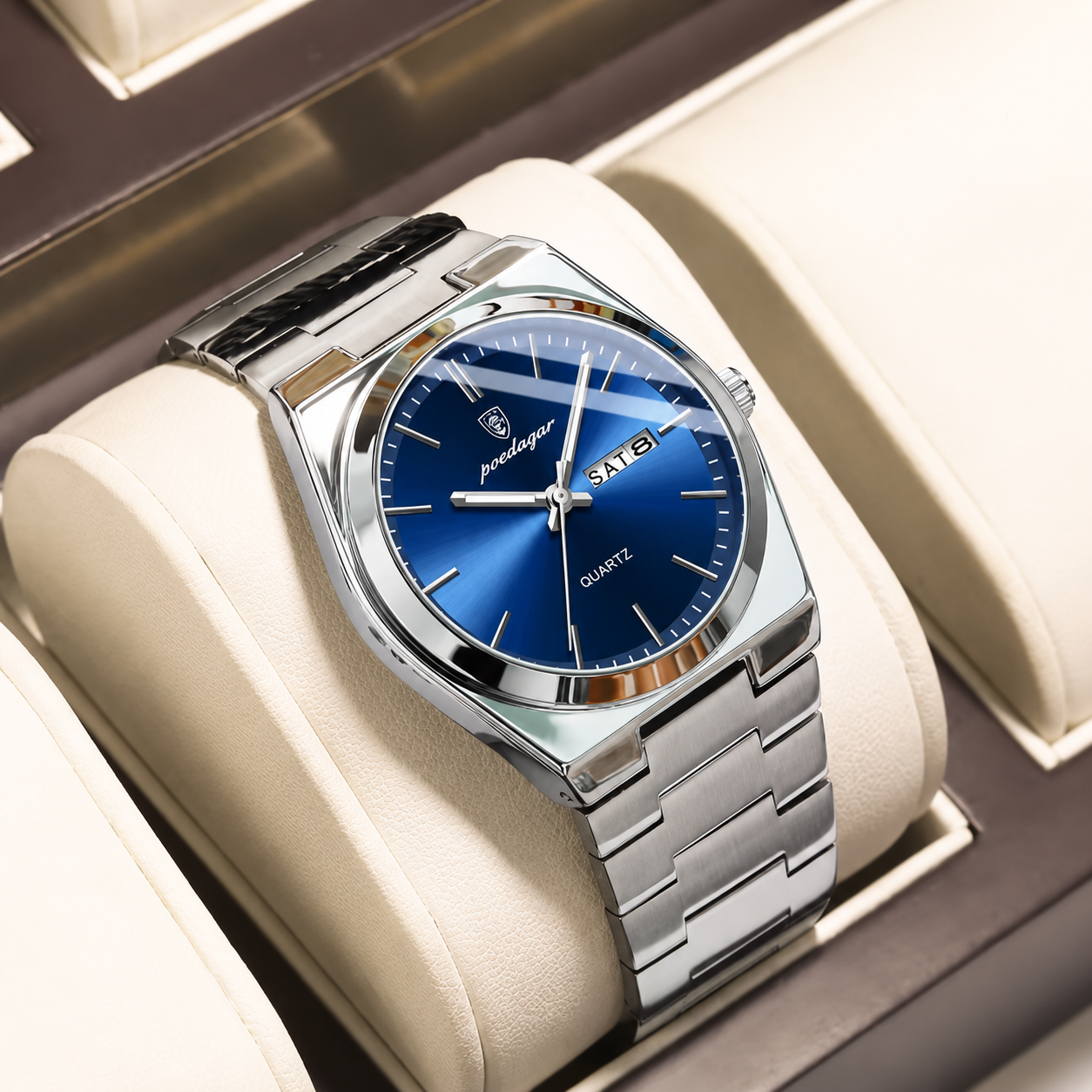 Luxury Men's Watches Waterproof Luminous Date Week Men Watch Stainless Steel Casual Fashion Quartz Man Wristwatch Reloj
