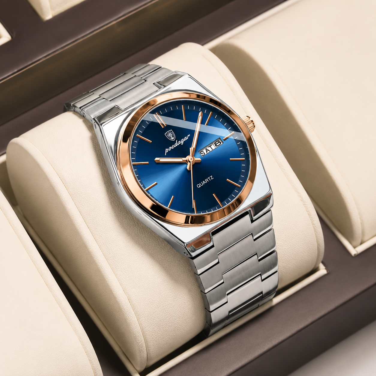 Luxury Men's Watches Waterproof Luminous Date Week Men Watch Stainless Steel Casual Fashion Quartz Man Wristwatch Reloj